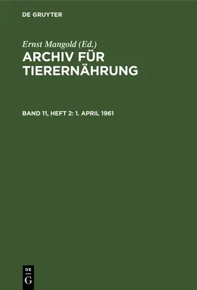Mangold | 1. April 1961 | Buch | 978-3-11-251719-2 | www.sack.de