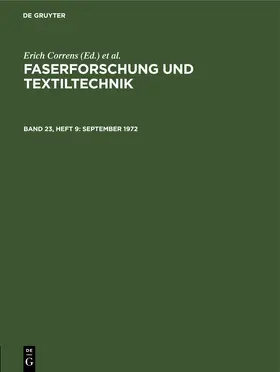 Correns / Frenzel / Bobeth |  September 1972 | eBook | Sack Fachmedien