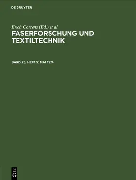 Correns / Frenzel / Bobeth |  Mai 1974 | eBook | Sack Fachmedien