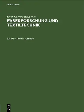 Correns / Böhringer / Frenzel | Juli 1974 | Buch | 978-3-11-252069-7 | sack.de