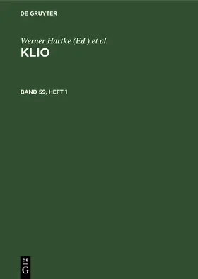 Hartke / Günther / Irmscher |  Klio. Band 59, Heft 1 | eBook | Sack Fachmedien