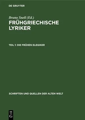  Die frühen Elegiker | eBook | Sack Fachmedien