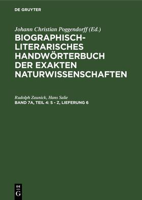 Salie / Zaunick | S - Z, Lieferung 6 | Buch | 978-3-11-252905-8 | sack.de