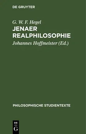 Hegel / Hoffmeister |  Jenaer Realphilosophie | eBook | Sack Fachmedien