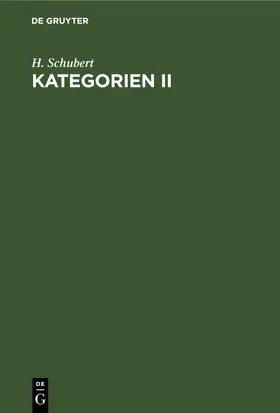 Schubert |  Kategorien II | eBook | Sack Fachmedien