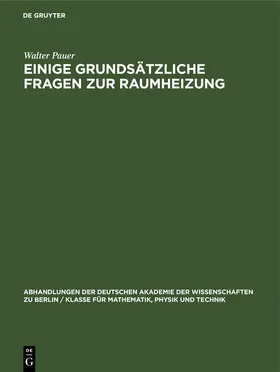 Pauer |  Einige grundsätzliche Fragen zur Raumheizung | eBook | Sack Fachmedien