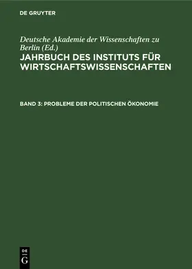  Jahrbuch des Instituts für Wirtschaftswissenschaften. Band 3 | Buch |  Sack Fachmedien