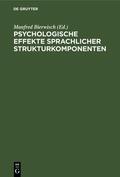 Bierwisch |  Psychologische Effekte sprachlicher Strukturkomponenten | Buch |  Sack Fachmedien