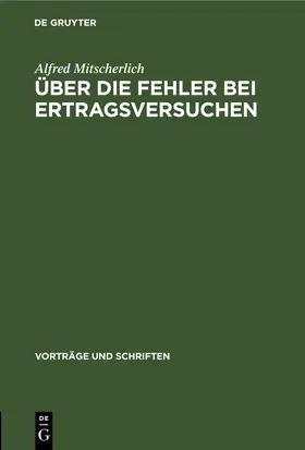 Mitscherlich |  Über die Fehler bei Ertragsversuchen | eBook | Sack Fachmedien