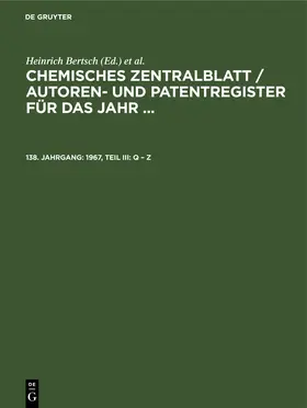 Bertsch / Klemm |  1967, Teil III: Q - Z | Buch |  Sack Fachmedien