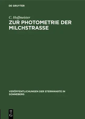 Hoffmeister | Zur Photometrie der Milchstraße | Buch | 978-3-11-254069-5 | www.sack.de