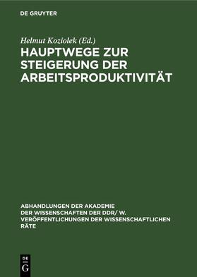 Koziolek |  Hauptwege zur Steigerung der Arbeitsproduktivität | Buch |  Sack Fachmedien
