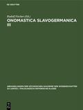 Fischer |  Onomastica Slavogermanica III | Buch |  Sack Fachmedien