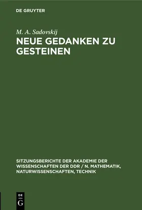 Sadovskij |  Neue Gedanken zu Gesteinen | Buch |  Sack Fachmedien