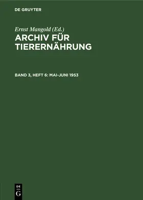 Mangold |  Mai-Juni 1953 | Buch |  Sack Fachmedien
