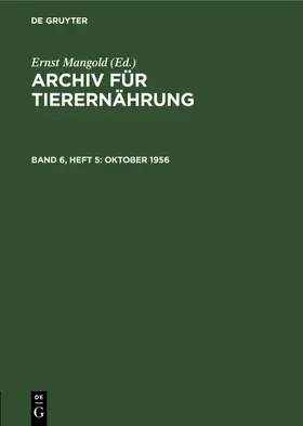 Mangold |  Oktober 1956 | Buch |  Sack Fachmedien
