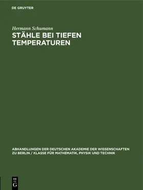 Schumann |  Stähle bei tiefen Temperaturen | eBook | Sack Fachmedien