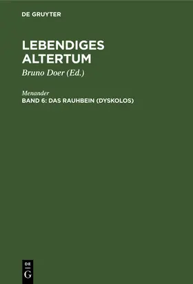 Menander / Doer / Schottlaender |  Das Rauhbein (Dyskolos) | Buch |  Sack Fachmedien