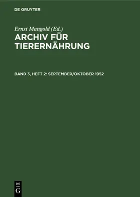 Mangold |  September/Oktober 1952 | Buch |  Sack Fachmedien