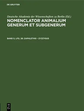  Zaphlethis - Zyzzygus | Buch |  Sack Fachmedien