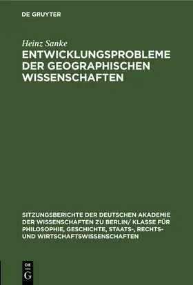 Sanke |  Entwicklungsprobleme der geographischen Wissenschaften | eBook | Sack Fachmedien