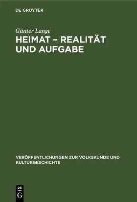 Lange | Heimat – Realität und Aufgabe | E-Book | www.sack.de