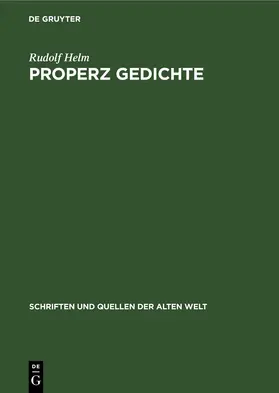 Helm |  Properz Gedichte | eBook | Sack Fachmedien