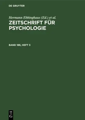 Ebbinghaus / König |  Zeitschrift für Psychologie. Band 186, Heft 3 | Buch |  Sack Fachmedien
