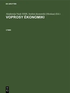 Akademija Nauk SSSR, Institut ekonomiki (Moskau) |  Yanvar’ | eBook | Sack Fachmedien
