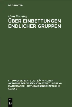 Wussing |  Über Einbettungen endlicher Gruppen | eBook | Sack Fachmedien