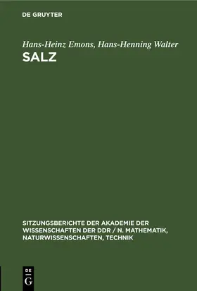 Emons / Walter |  Salz | eBook | Sack Fachmedien