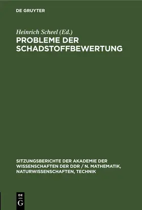 Scheel |  Probleme der Schadstoffbewertung | eBook | Sack Fachmedien