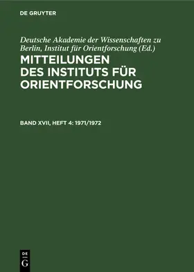 Degruyter |  1971/1972 | Buch |  Sack Fachmedien