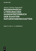 Poggendorff / Zaunick / Kühn |  F ¿ K, Lieferung 4 | Buch |  Sack Fachmedien