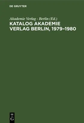  Katalog Akademie Verlag Berlin, 1979-1980 | Buch |  Sack Fachmedien