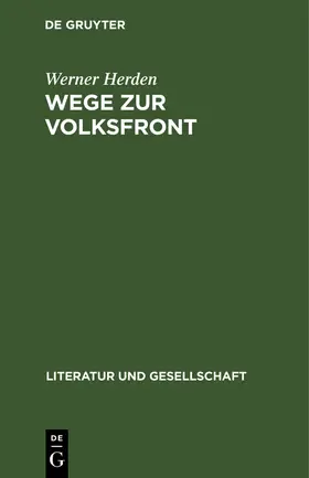 Herden |  Wege zur Volksfront | Buch |  Sack Fachmedien