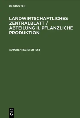 Degruyter |  Autorenregister 1963 | Buch |  Sack Fachmedien