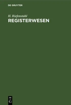 Riefenstahl |  Registerwesen | Buch |  Sack Fachmedien