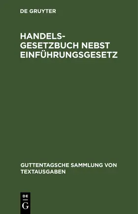 Handelsgesetzbuch nebst Einführungsgesetz | E-Book | www.sack.de