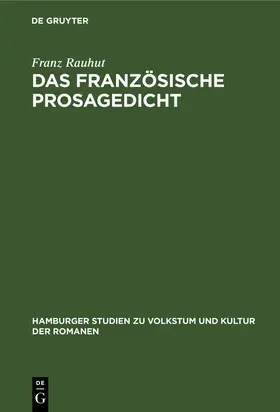 Rauhut | Das französische Prosagedicht | Buch | 978-3-11-260759-6 | www.sack.de