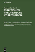 Burkhardt |  Einführung in die Theorie der analytischen Funktionen einer komplexen Veränderlichen | Buch |  Sack Fachmedien