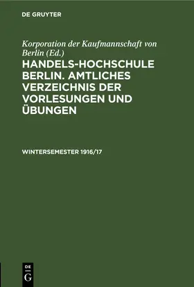  Wintersemester 1916/17 | eBook | Sack Fachmedien