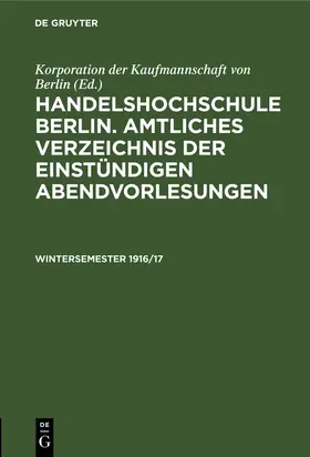  Amtliches Verzeichnis der einstündigen Abendvorlesungen | Buch |  Sack Fachmedien