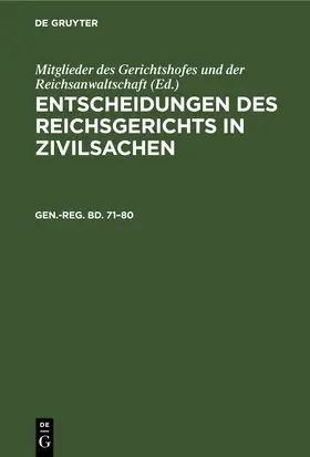 Könige |  Generalregister zum einundsiebzigsten bis achtzigsten Bande | eBook | Sack Fachmedien