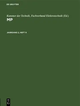 Kammer der Technik |  MP. Jahrgang 2, Heft 9 | Buch |  Sack Fachmedien