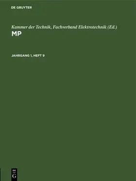Kammer der Technik |  MP. Jahrgang 1, Heft 9 | Buch |  Sack Fachmedien