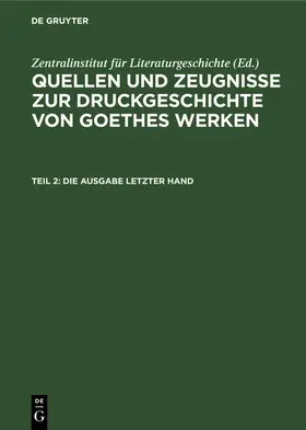 Hagen |  Die Ausgabe letzter Hand | Buch |  Sack Fachmedien
