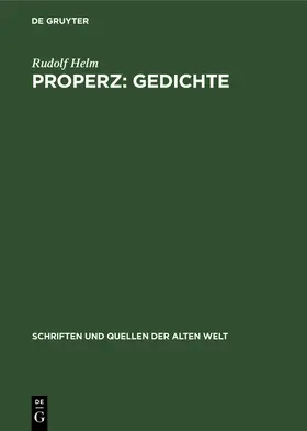 Helm |  Properz: Gedichte | Buch |  Sack Fachmedien