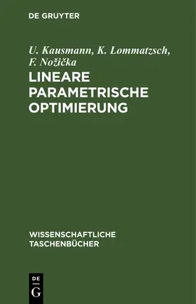 Kausmann / Lommatzsch / Nožicka |  Lineare parametrische Optimierung | Buch |  Sack Fachmedien
