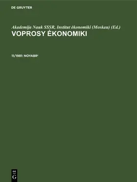 Akademija Nauk SSSR, Institut ekonomiki (Moskau) |  Noyabr' | eBook | Sack Fachmedien